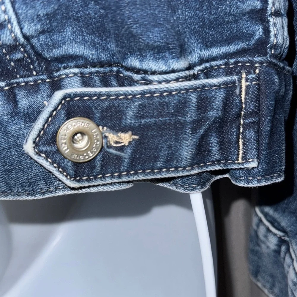 Liz Claiborne Blue Jean Jacket Distressed Vintage Style - Picture 8 of 9